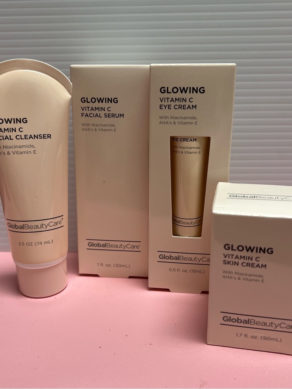 Glowing Vitamin C Facial Cleanser, Serum, Eye & Night Cream Set - Global Beauty